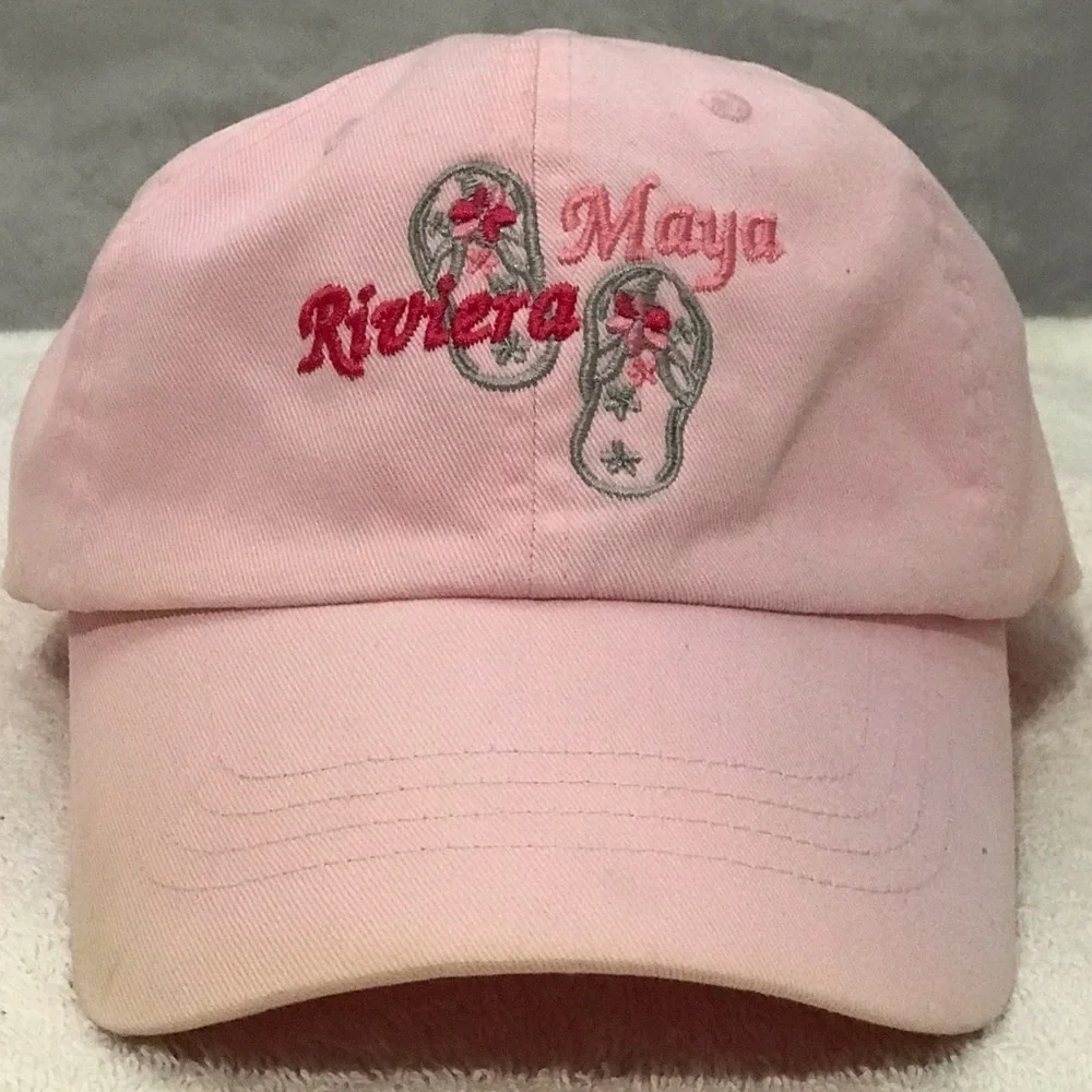 Caribbean Side for Maya Riviera Adjustable Pink Cotton Travel Beach Baseball Cap